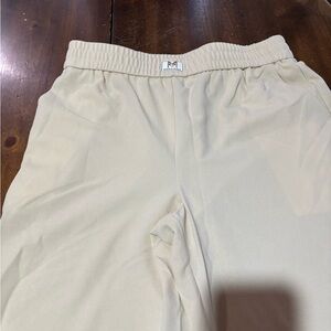 Women's Cream Elastic Waist Trousers